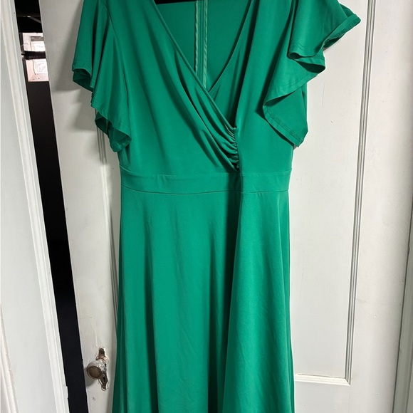 Green Midi Dress - Women's Summer A-Line Dress - Picture 6 of 6